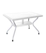 میز مستطیل حصیربافت پایه فلزی کد 621 - سفید