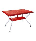 میز مستطیل حصیربافت پایه فلزی کد 621 - قرمز