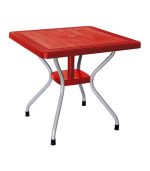 میز مربع حصیربافت پایه فلزی کد 623 - قرمز