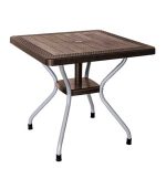 میز مربع حصیربافت پایه فلزی کد 623 - قهوه ای