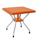 میز مربع حصیربافت پایه فلزی کد 623 - نارنجی