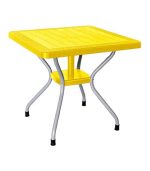 میز مربع حصیربافت پایه فلزی کد 623 - زرد