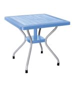 میز مربع حصیربافت پایه فلزی کد 623 - آبی