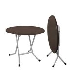 میز گرد تاشو پایه فلزی کد 722 - قهوه ای